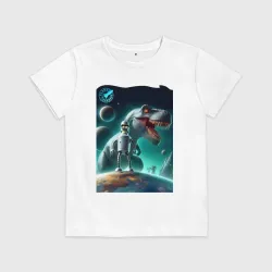 Детская футболка хлопок Bender bending robot and tyrannosaurus - planet express