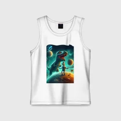 Детская майка хлопок Бендер на планете динозавров - неоновое свечение