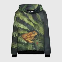 Мужская толстовка 3D Акварельная лягушка в папоротнике