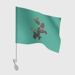 Флаг для автомобиля Малина на бирюзовом