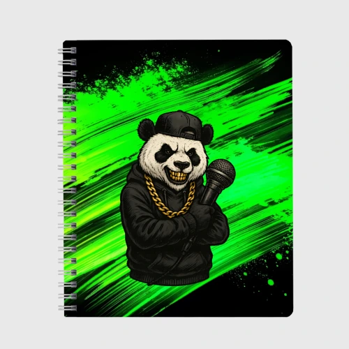 Тетрадь Панда рэпер с микрофоном