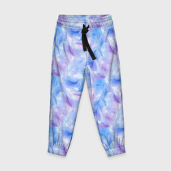 Детские брюки 3D Узор из голубых и сиреневых перьев