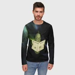 Мужской лонгслив 3D Огурец читает огуречные новости - фото 2