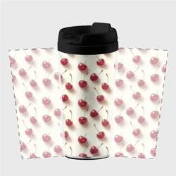 Термокружка-непроливайка Паттерн из ягод вишни - фото 2