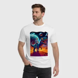 Мужская футболка хлопок Bender bending robot riding a tyrannosaurus - planet express - фото 2