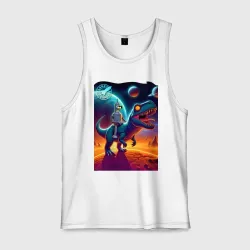 Мужская майка хлопок Bender bending robot riding a tyrannosaurus - planet express