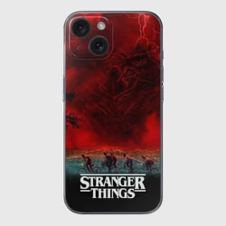 Чехол для iPhone 15 силиконовый с защитой камеры Векна и герои финального сезона Stranger things