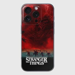 Чехол для iPhone 16 Pro Max силиконовый с защитой камеры Векна и герои финального сезона Stranger things