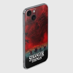 Чехол для iPhone 15 силиконовый с защитой камеры Векна и герои финального сезона Stranger things - фото 2