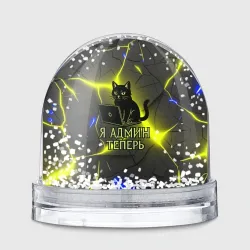 Игрушка Снежный шар Кот админ за ноутбуком