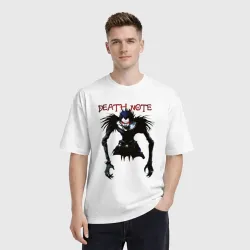 Мужская футболка хлопок Oversize Death Note Ryuk - светлый - фото 2