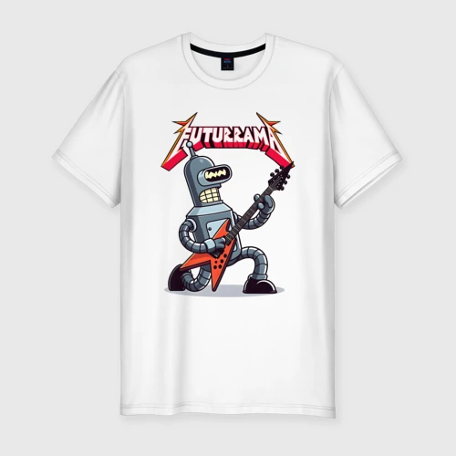 Мужская футболка хлопок Slim Bender bending robot from rock group Futurama