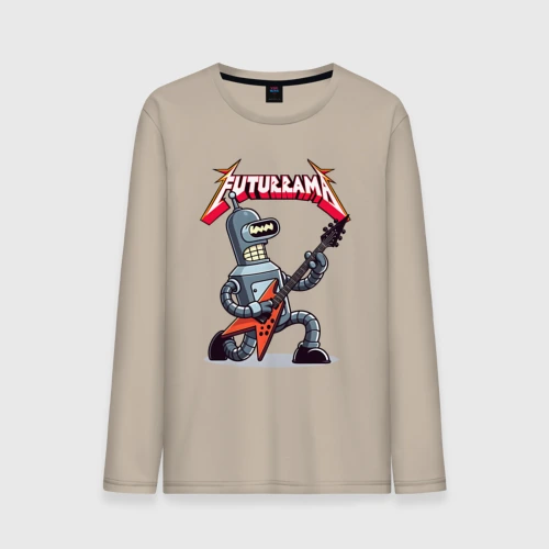 Мужской лонгслив хлопок Bender bending robot from rock group Futurama