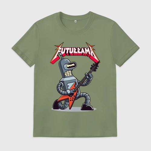 Мужская футболка хлопок Bender bending robot from rock group Futurama