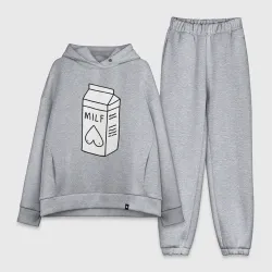 Женский костюм хлопок Oversize Milk - Milf 