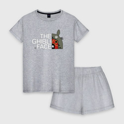 Женская пижама с шортиками хлопок The ghibli face Totoro