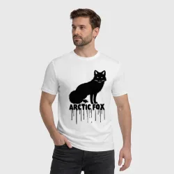 Мужская футболка хлопок Арктический лис в краске - фото 2