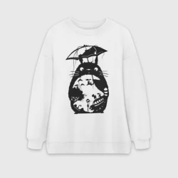 Женский свитшот oversize без начеса хлопок Тоторо Мэй Сацуки котобус