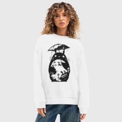 Женский свитшот oversize без начеса хлопок Тоторо Мэй Сацуки котобус - фото 2