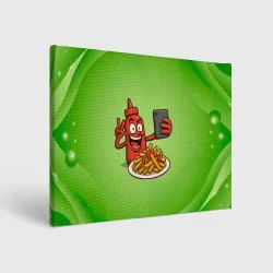 Холст прямоугольный Кетчуп делает селфи с картошкой фри