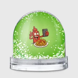 Игрушка Снежный шар Кетчуп делает селфи с картошкой фри