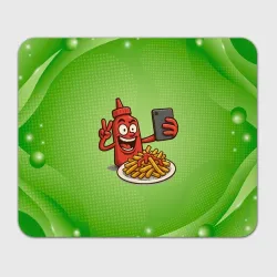Прямоугольный коврик для мышки Кетчуп делает селфи с картошкой фри