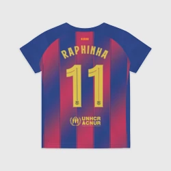 Детская футболка 3D Рафинья Барселона домашняя форма 25 26