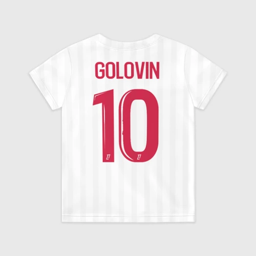 Детская футболка 3D с принтом Головин домашняя форма Монако 2025 2026, вид сзади #1