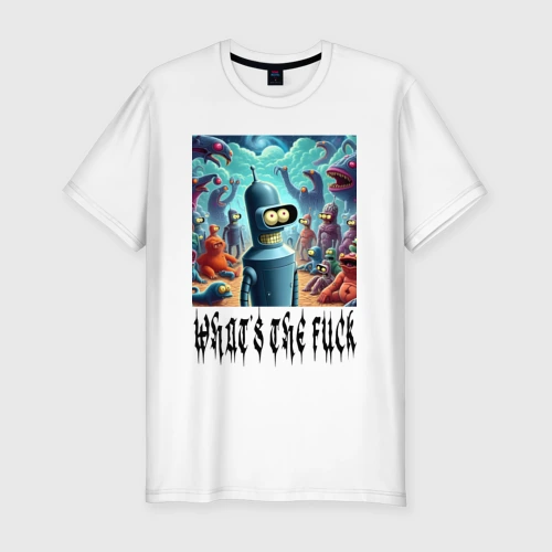 Мужская футболка хлопок Slim Bender bending robot among the monsters