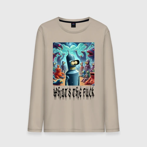 Мужской лонгслив хлопок Bender bending robot among the monsters