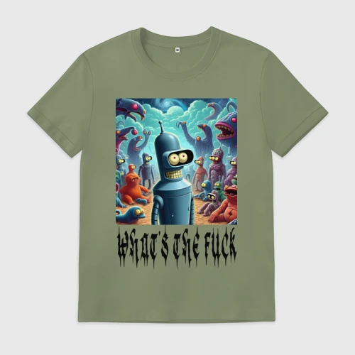 Мужская футболка хлопок Bender bending robot among the monsters