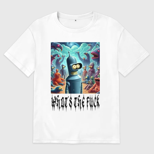 Мужская футболка хлопок Oversize Bender bending robot among the monsters