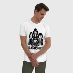 Мужская пижама с белой футболкой хлопок Ramones силуэты - фото 2