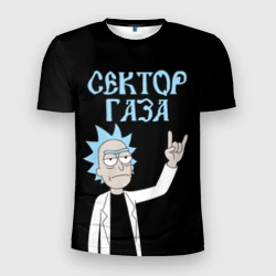 Мужская футболка 3D Slim Сектор Газа и Рик Санчес из Рик и Морти