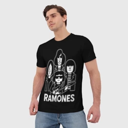 Мужская футболка 3D Ramones, силуэты - фото 2