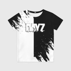 Детская футболка 3D Dayz текстура черно белые краски