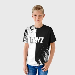 Детская футболка 3D Dayz текстура черно белые краски - фото 2
