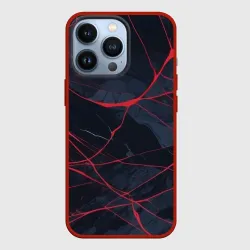 Чехол для iPhone 13 Pro Мраморные узоры из переплетений красных линий