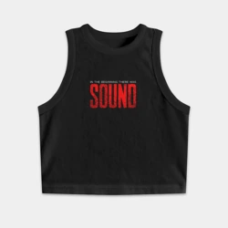 Женская укороченная майка-топ хлопок В начале был звук надпись красная