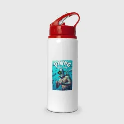 Бутылка для воды с трубочкой Bender - diving never alone