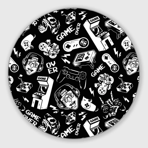 Круглый коврик для мышки Retro gamer pattern 