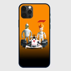 Чехол для iPhone 12 Pro Max Механик Бендер и пилот формулы 1 Фрай