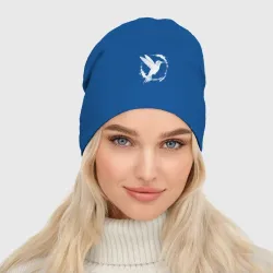 Женская шапка демисезонная Колибри в вихре белой краски - фото 2