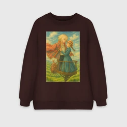 Женский свитшот oversize без начеса хлопок Шагающий замок