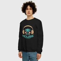 Мужской свитшот хлопок лицо в наушниках и надпись 'House Music' - фото 2