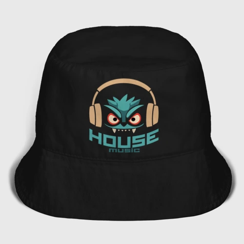 Мужская панама хлопок лицо в наушниках и надпись 'House Music'