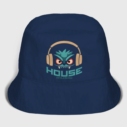 Мужская панама хлопок лицо в наушниках и надпись 'House Music'