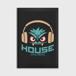 Ежедневник лицо в наушниках и надпись 'House Music'