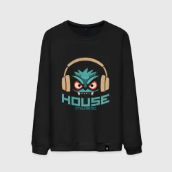 Мужской свитшот хлопок лицо в наушниках и надпись 'House Music'