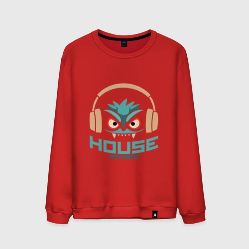 Мужской свитшот хлопок лицо в наушниках и надпись 'House Music'